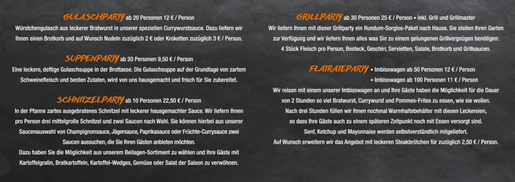 Verschiedene Party Angebote von Diekhues Hoff